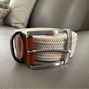 Bloomingdale's Cream and Brown Woven Belt